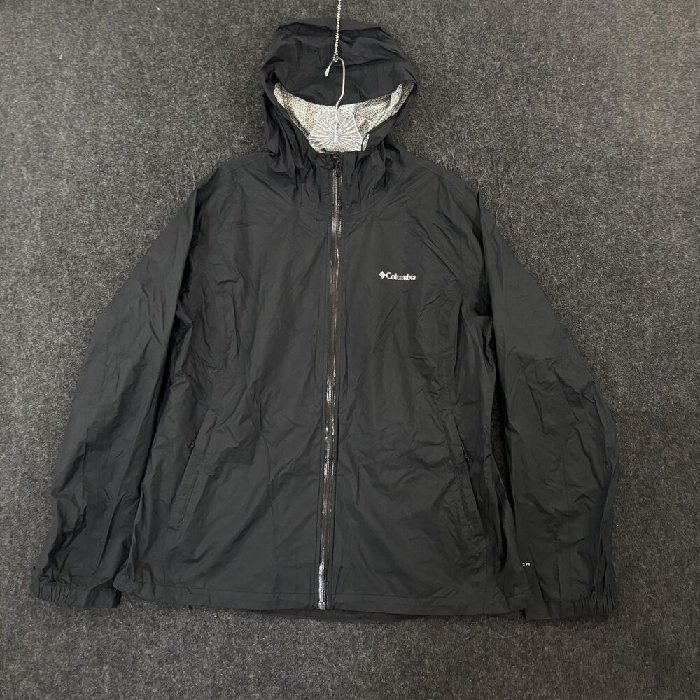 Columbia Evapouration Jacket Womens XXL Black Omni-Tech Hooded Waterproof